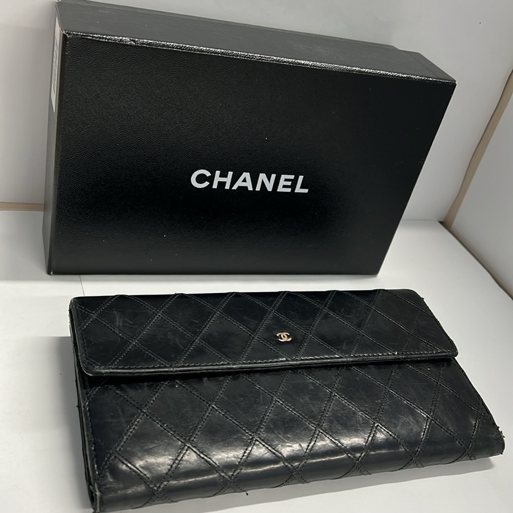 Chanel Black Quilted Lambskin Leather Clutch Long Portef Rab Gous Wallet in Box - Picture 2 of 16